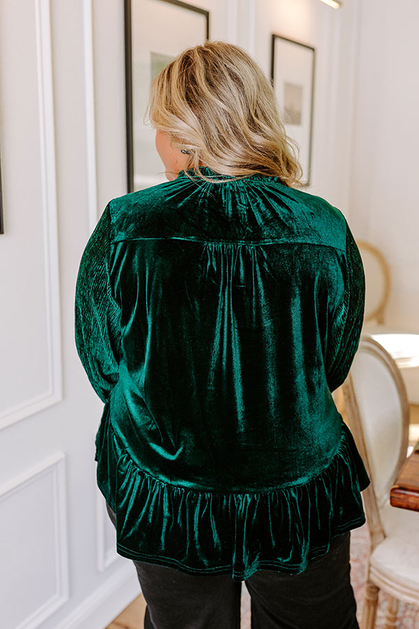 Statement Maker Velvet Top In Hunter Green Curves Image - 3