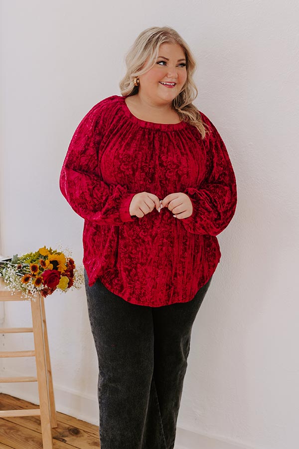 Glamour Galore Velvet Top In Wine Curves Image - 1