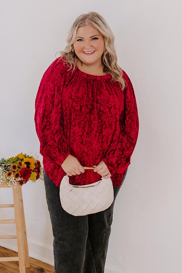 Glamour Galore Velvet Top In Wine Curves Image - 4