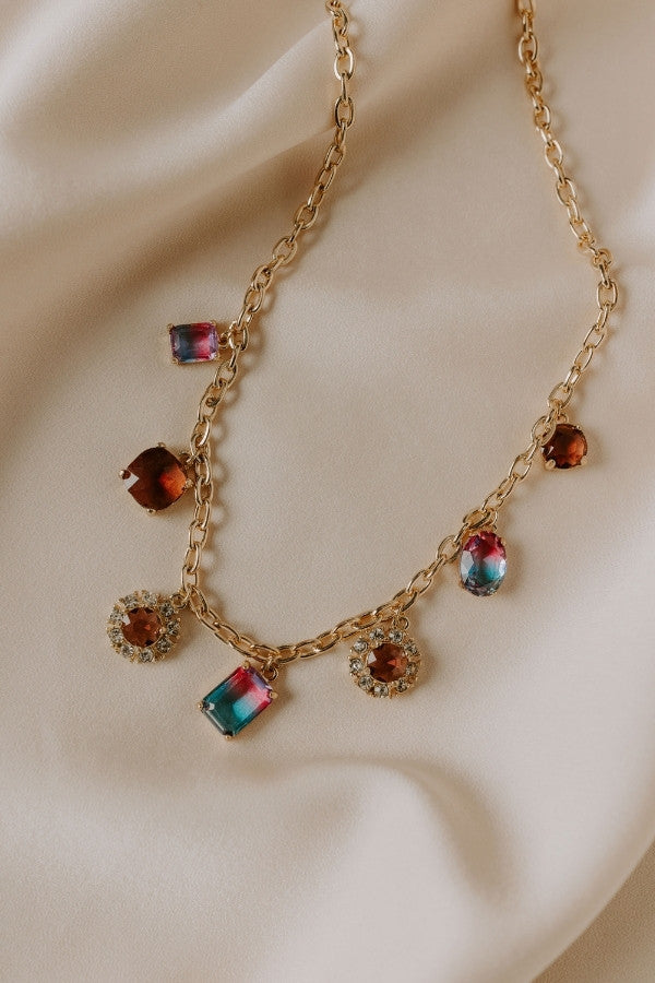 Statement Maker Necklace In Purple 