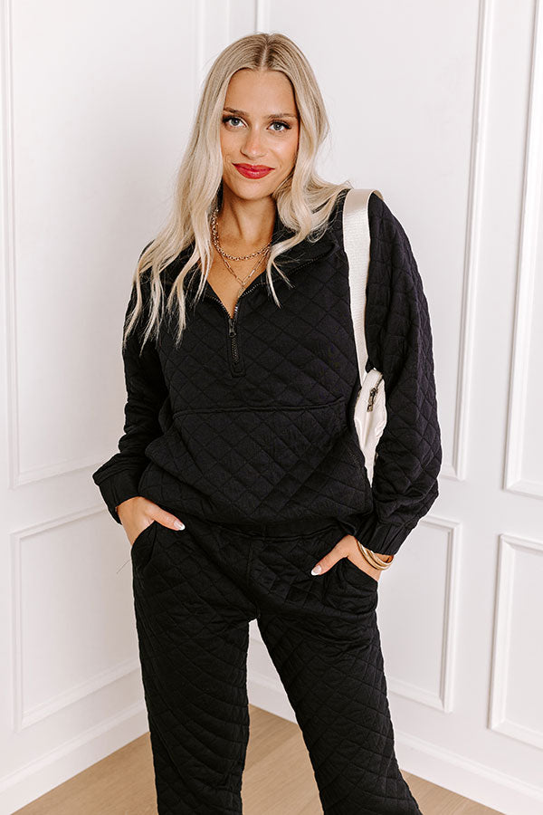 Paris Mornings Quilted Sweater In Black Image - 1