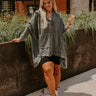 Latte Sipping Mineral Wash Oversized Hoodie in Deep Forest Curves Image - 1