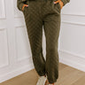Paris Mornings Quilted Joggers In Dark Sage Image - 1