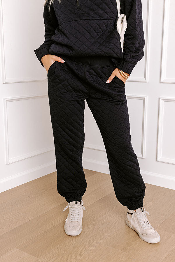 Paris Mornings Quilted Joggers In Black Image - 2