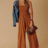 Gather The Courage Smocked Jumpsuit In Chocolate Image - 1
