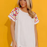 Loving The Sun Embroidered Top In White Image - 1