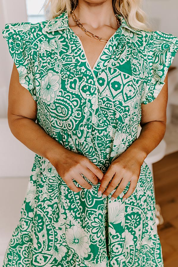 Hello Lovely Floral Dress In Emerald Curves Image - 4
