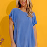 Open Book Frayed Shift Top In Dark Periwinkle Image - 1