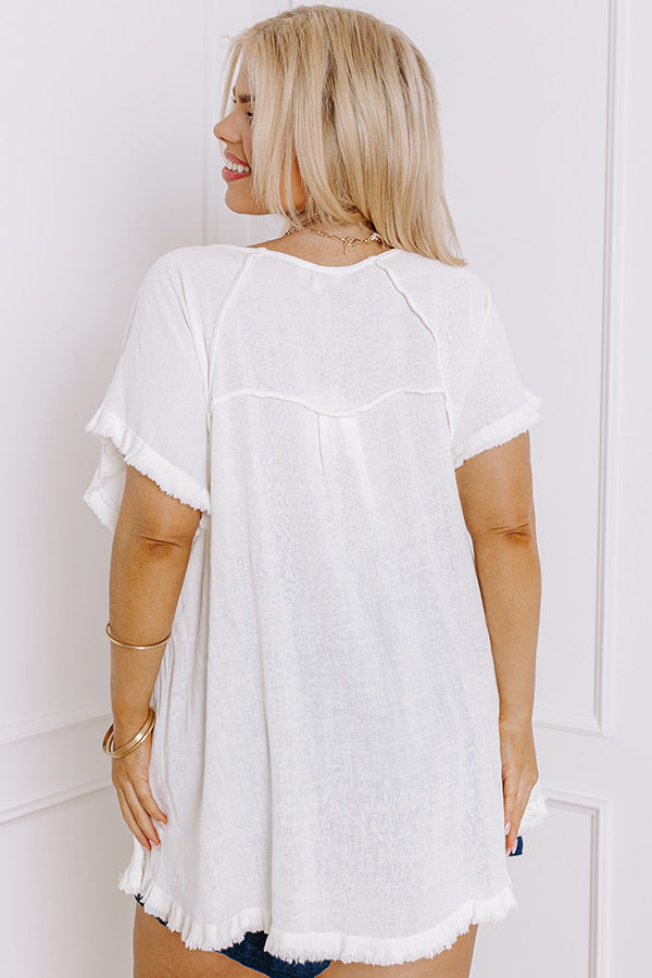 Open Book Frayed Shift Top In Ivory Curves Image - 4