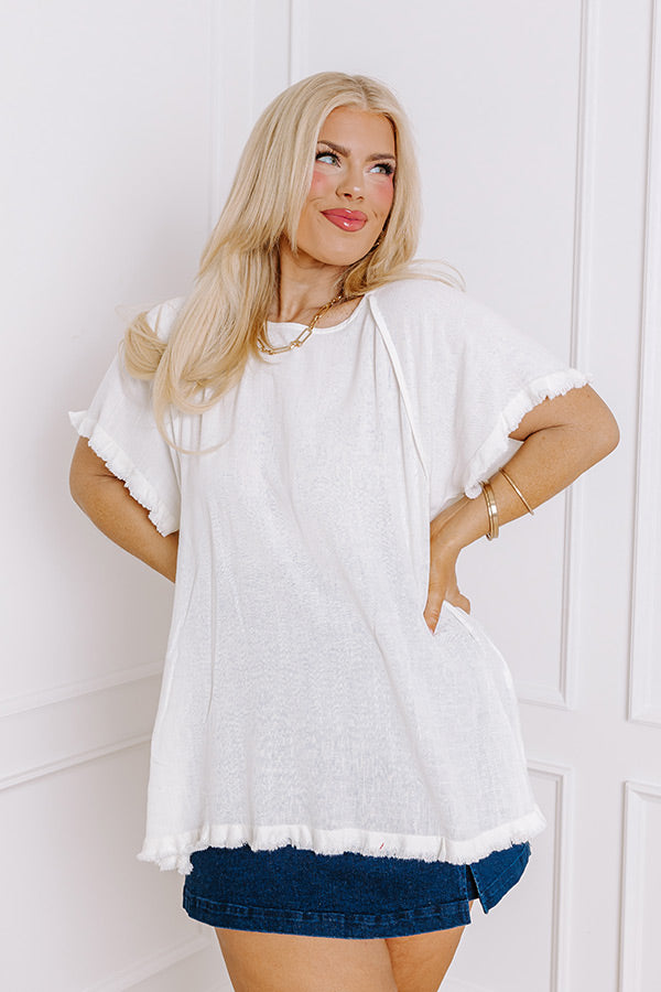 Open Book Frayed Shift Top In Ivory Curves Image - 1