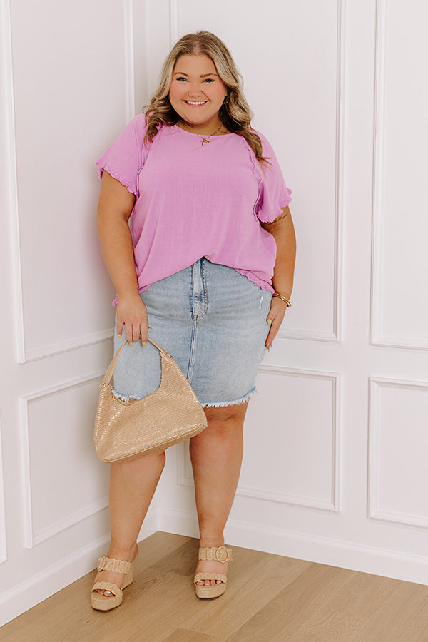 Open Book Frayed Shift Top In Violet Curves Image - 1