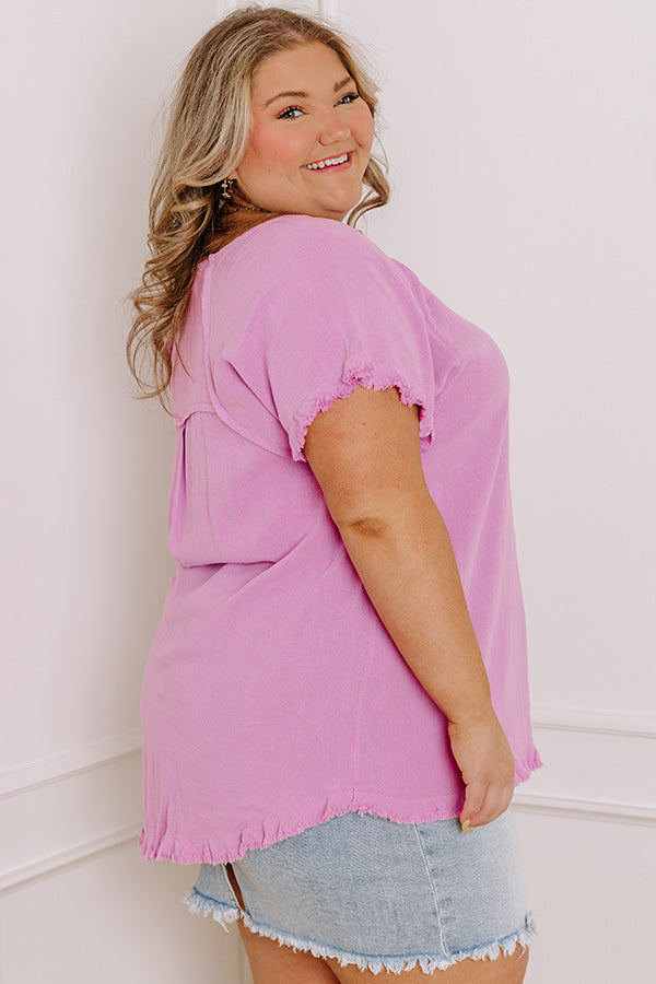Open Book Frayed Shift Top In Violet Curves Image - 4