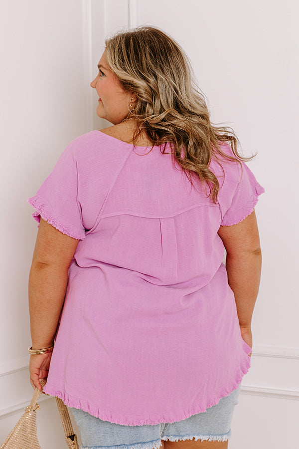 Open Book Frayed Shift Top In Violet Curves Image - 3