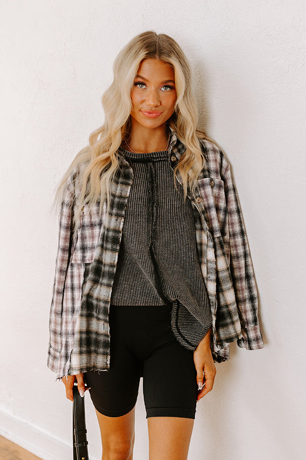 Visions Of You Waffle Knit Top In Vintage Black Image - 4