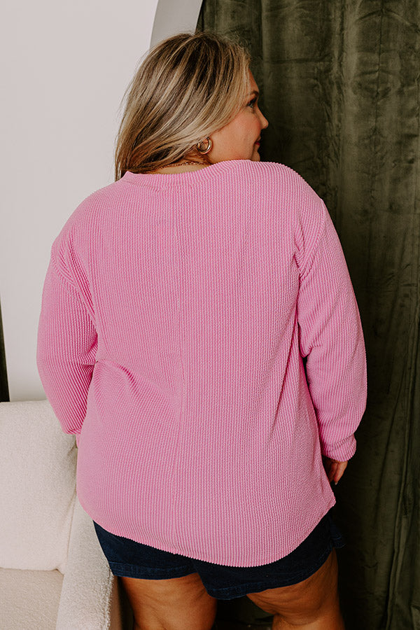 Casual Outing Ribbed Top in Pink Curves Image - 4