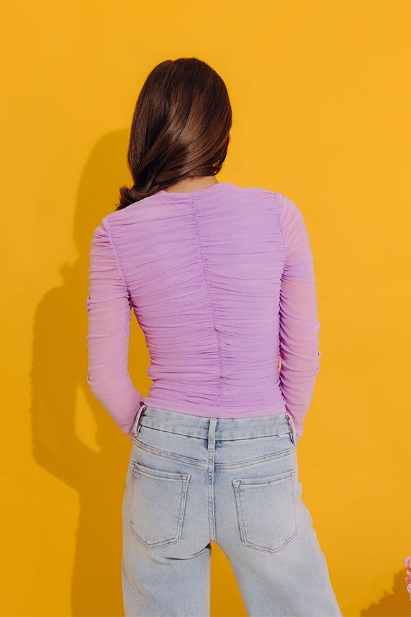 Timeless Classic Ruched Top In Lavender Image - 5