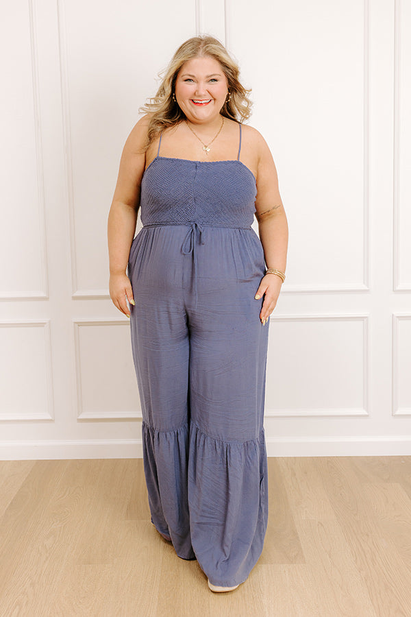 Desirable Destination Smocked Jumpsuit In Autumn Sky Curves Image - 1