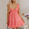 Sweetly Styled Smocked Tiered Mini Dress In Coral Image - 1