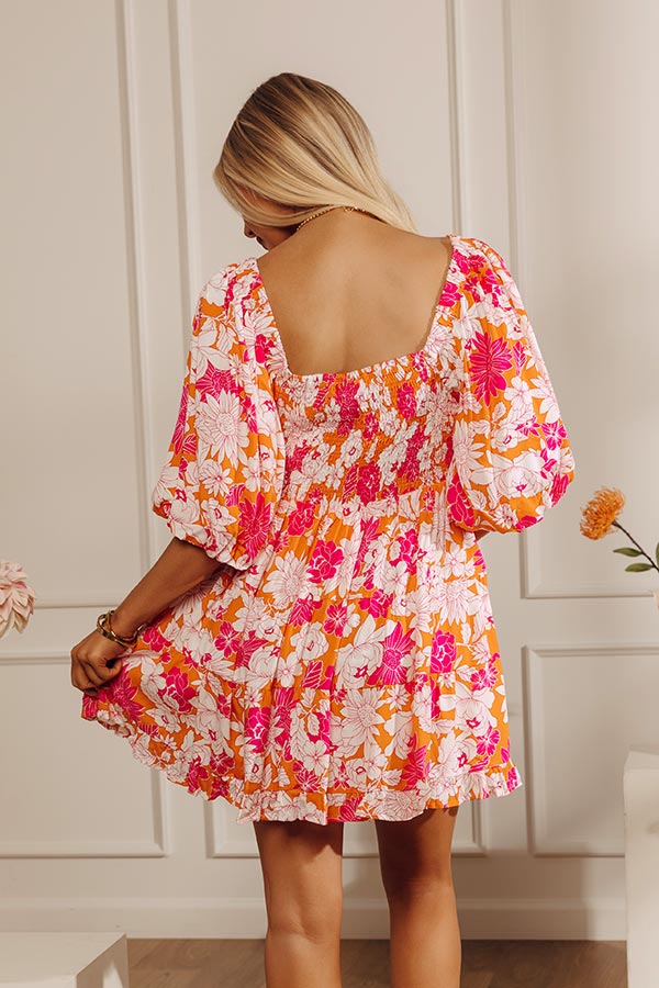 Whispering Muse Floral Mini Dress in Orange Image - 4