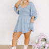Whispering Muse Smocked Mini Dress In Sky Blue Curves Image - 1