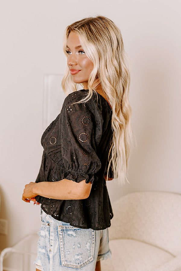 The Next Chapter Eyelet Top In Black Image - 4