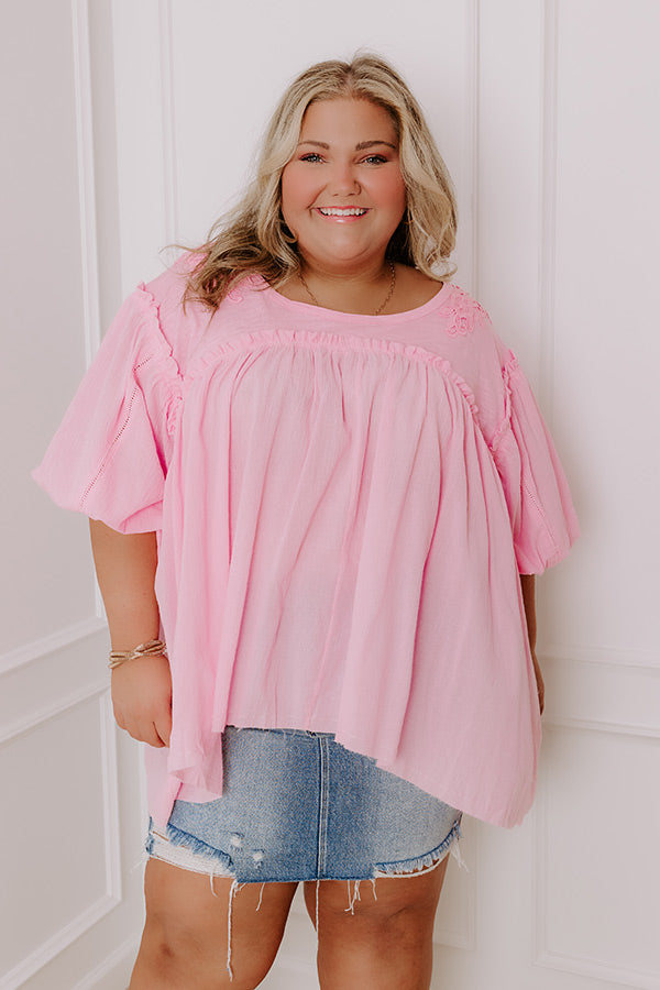 Serenity Song Babydoll Top In Pink Curves Image - 1