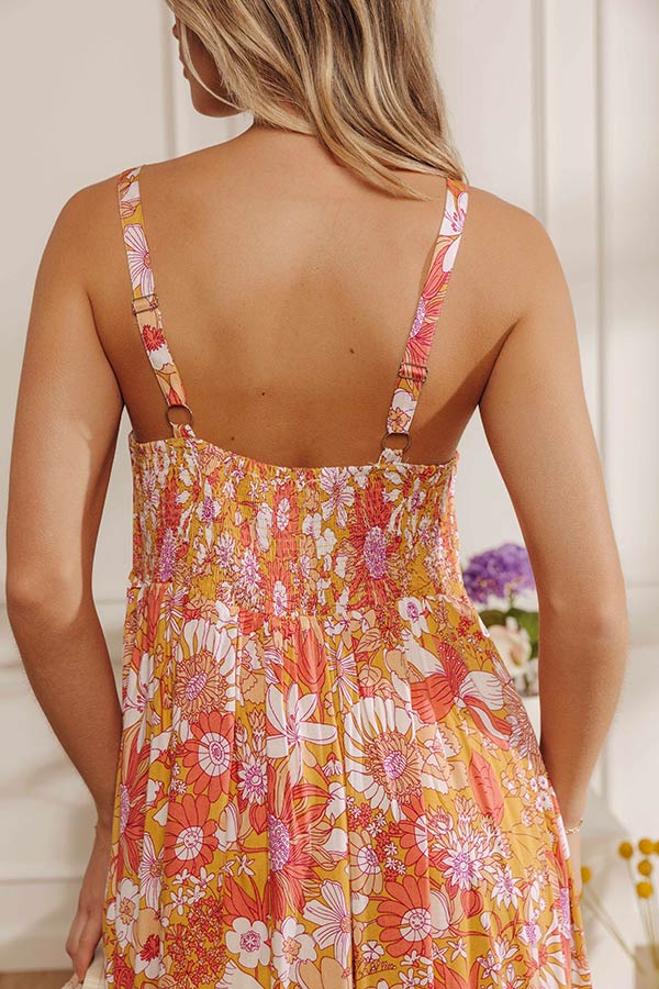 Tranquil Time Floral Midi Dress in Golden Honey Image - 4