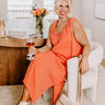 Free Spirited Frayed Midi in Coral Curves Image - 1