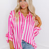 Stripe Along Satin Button Up Image - 1