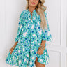 Coastal Cruise Floral Mini Dress in Green Image - 1