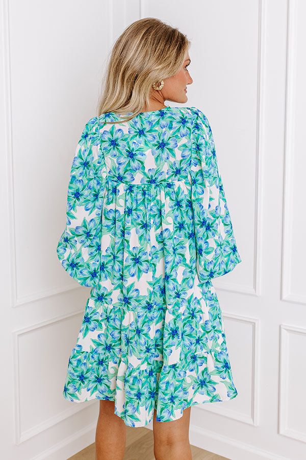 Coastal Cruise Floral Mini Dress in Green Image - 4