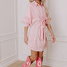 Mykonos Stroll Button Down Mini Dress in Pink Image - 1