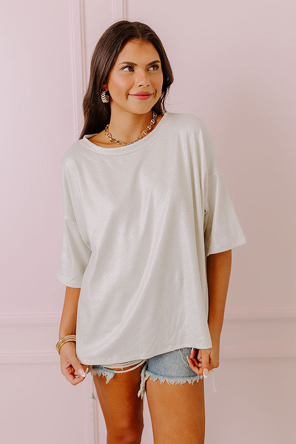 Subtle Shimmer Shift Top in Light Stone Image - 4