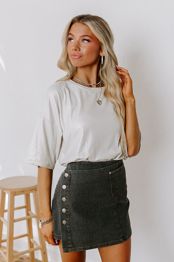 Subtle Shimmer Shift Top in Light Stone Image - 3
