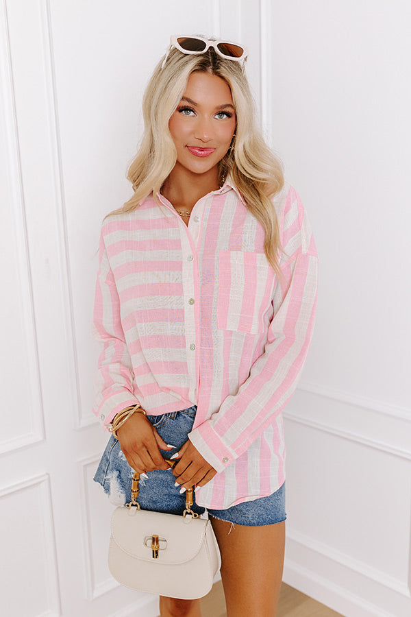 Suntan Smiles Stripe Button Up Image - 1