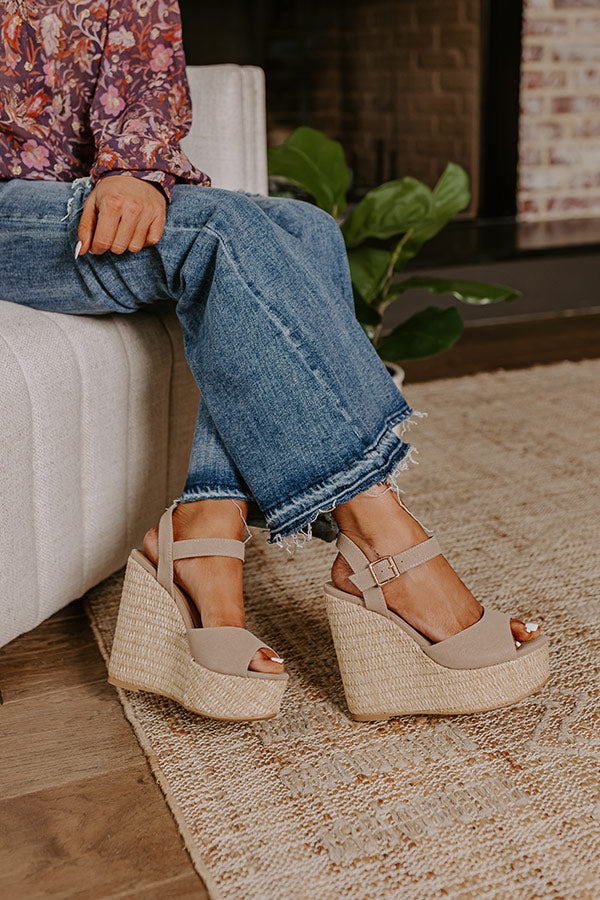 The Cailyn Faux Nubuck Wedge in Warm Taupe Image - 3