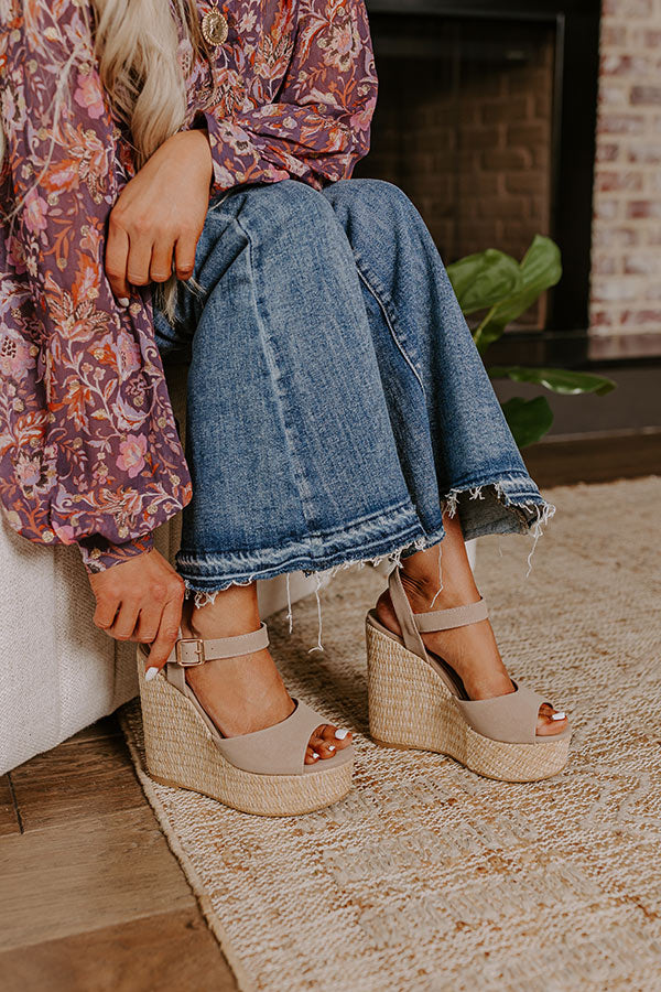 The Cailyn Faux Nubuck Wedge in Warm Taupe Image - 4