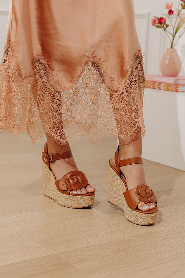 The Flora Faux Leather Wedge in Brown Image - 1