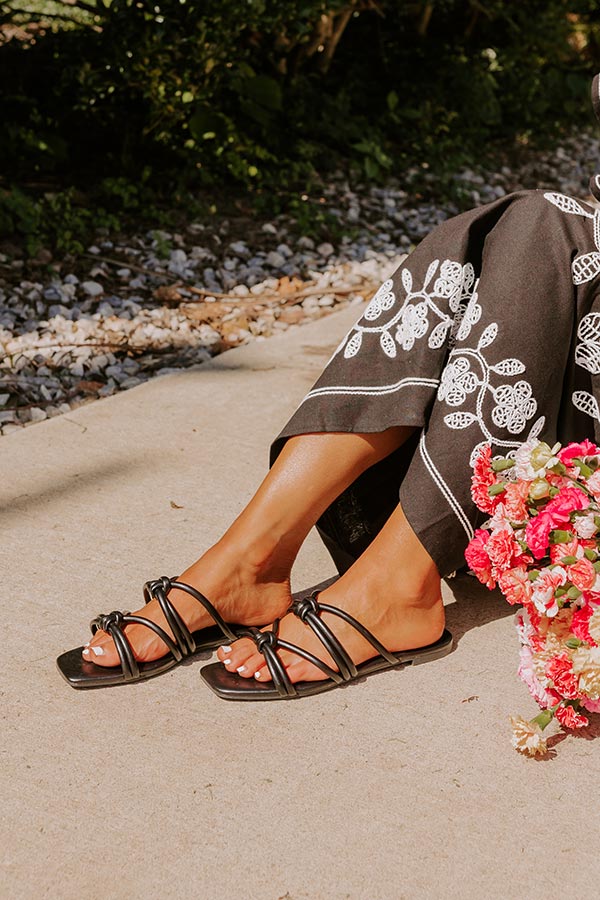 The Willa Faux Leather Sandal in Black Image - 2