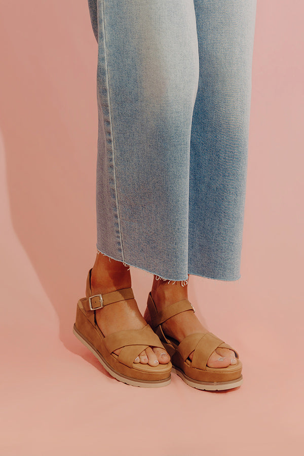 The Madison Faux Nubuck Wedge in Tan
