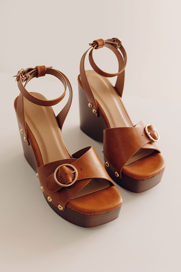The Trisha Faux Leather Wedge in Brown Image - 3