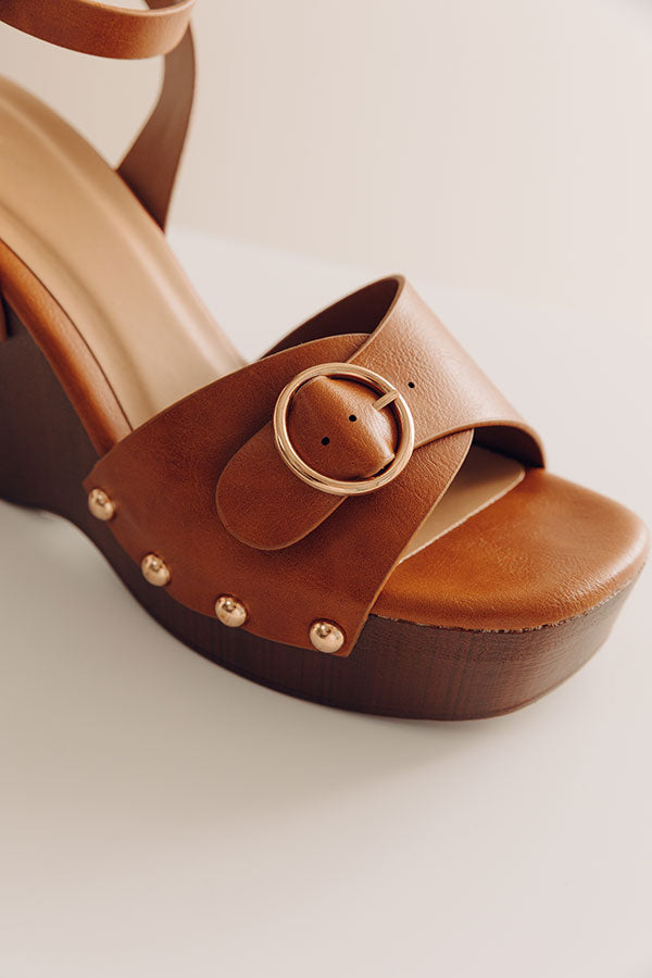 The Trisha Faux Leather Wedge in Brown Image - 4