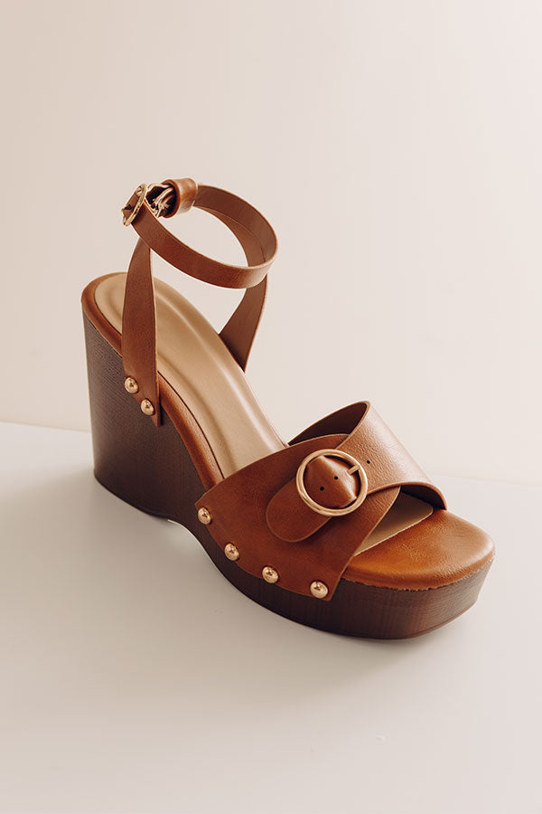 The Trisha Faux Leather Wedge in Brown Image - 2