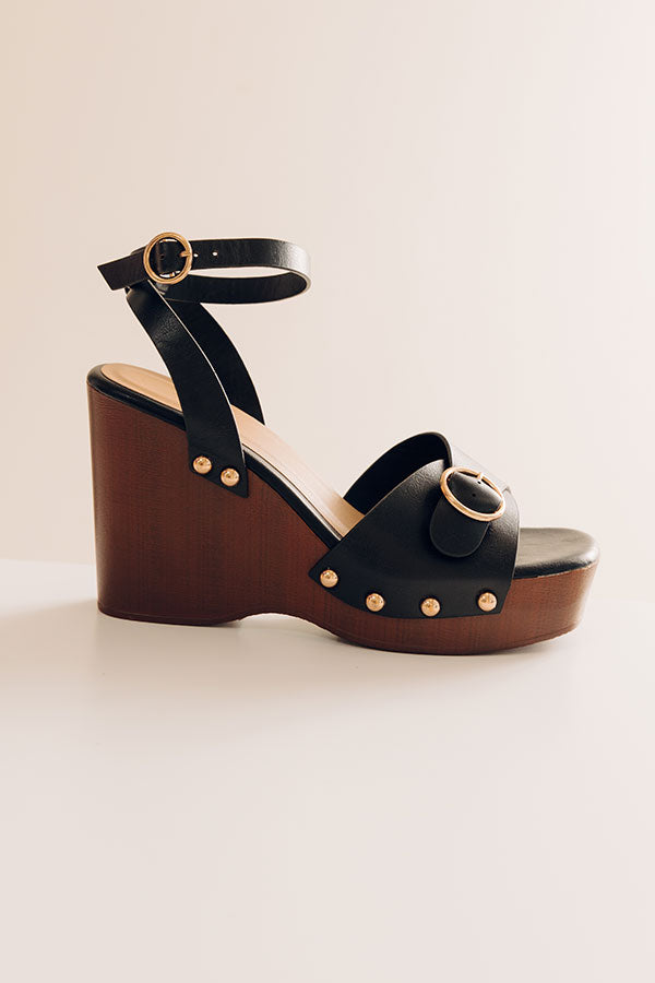 The Trisha Faux Leather Wedge in Black Image - 2
