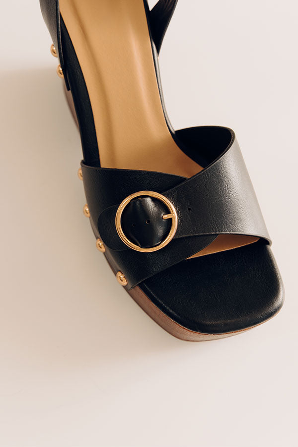 The Trisha Faux Leather Wedge in Black Image - 4