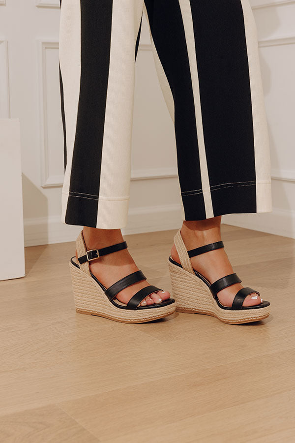The Alana Faux Leather Wedge in Black Image - 2