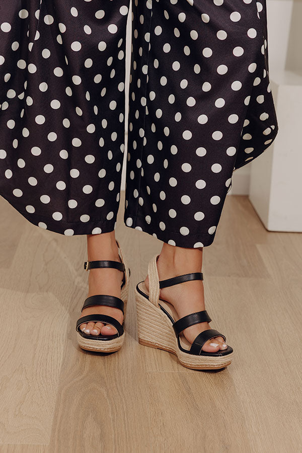 The Alana Faux Leather Wedge in Black Image - 1