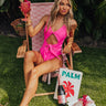 Beach Retreat Front Tie One Piece Swimsuit in Neon Pink Image - 1