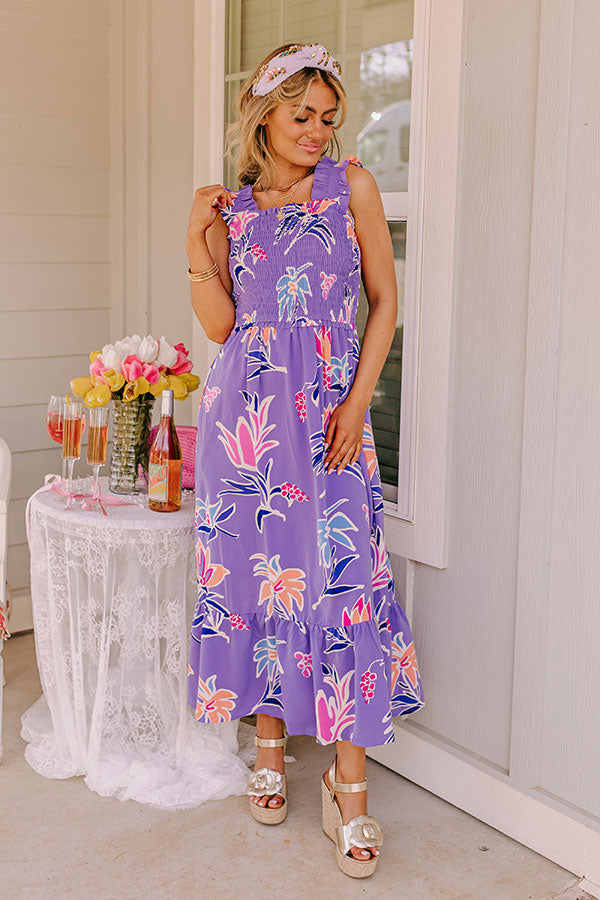 Happy Blooms Smocked Midi in Lavender Image - 2