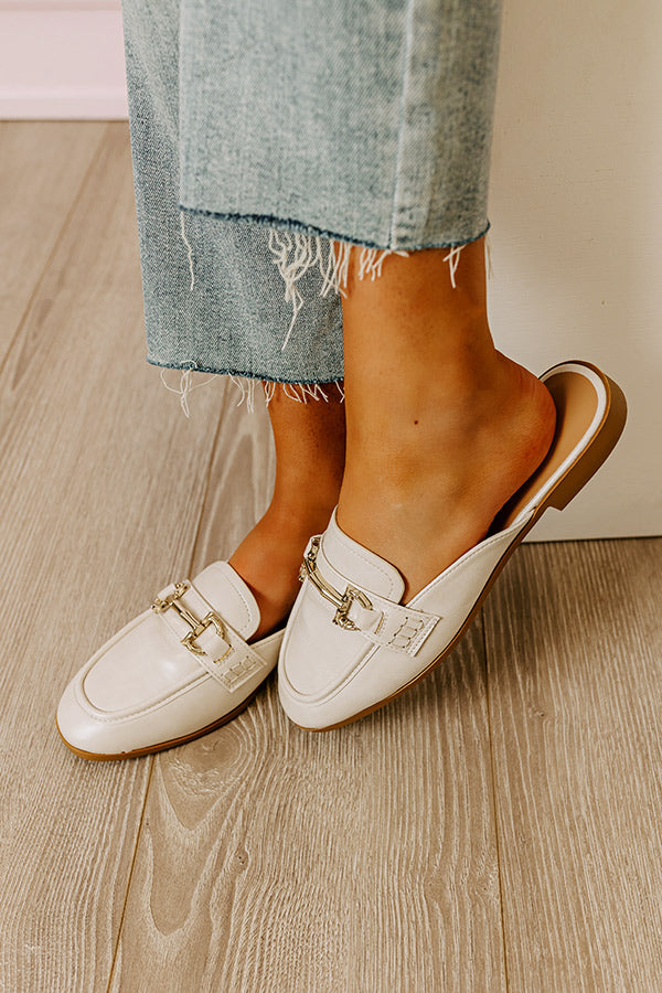The Bridget Faux Leather Mule Loafer In Light Stone Image - 3